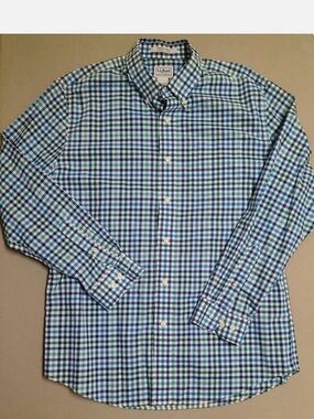 L.L. Bean Blue and Green Check Button-Down Shirt